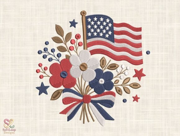 Download Patriotic Floral Embroidery Design - Floral Collection