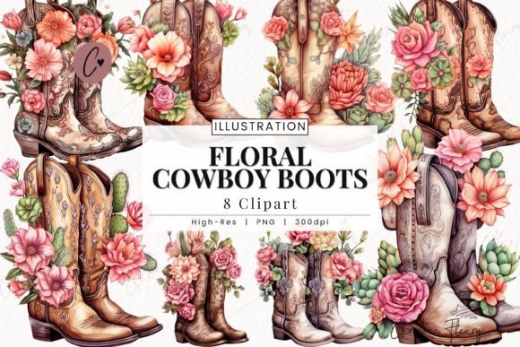 Download Rustic Floral Cowboy Boots Clipart - Floral Collection