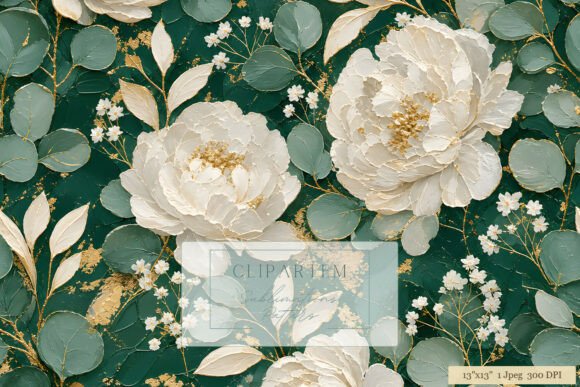 Download Emerald Peony Gold Floral Pattern - Floral Collection