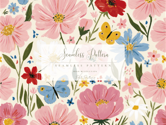 Download Seamless Cottage Garden Floral Pattern PNG - Floral Collection