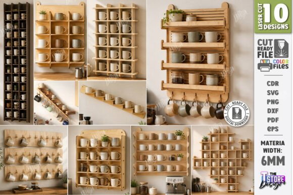Download Wall Mug Holders Laser Cut Bundle | CNC - Laser cut bundle Collection