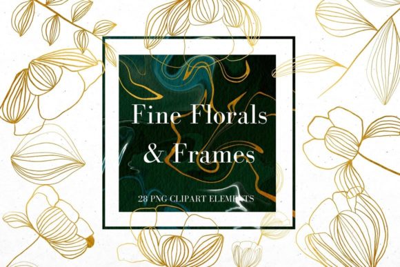 Download Gold Line Flowers and Green Frames - Frame Collection