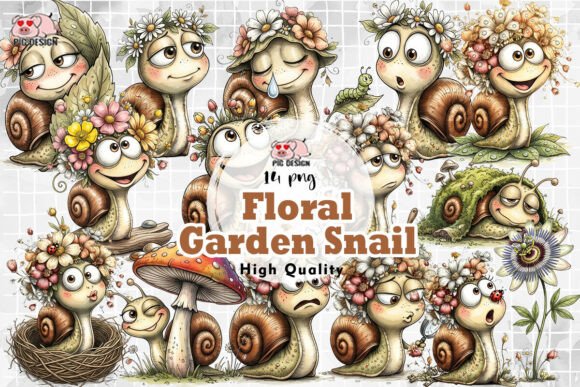 Download Floral Garden Snail Clipart PNG - Floral Collection