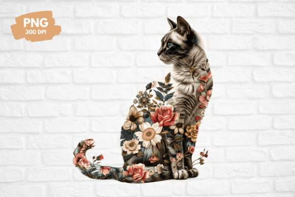 Download Floral Cat Clipart - Floral Collection