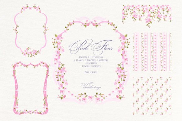 Download Pink Flower Borders Wreaths and Frames - Frame Collection