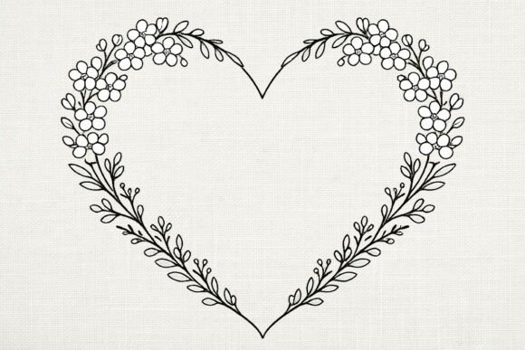 Download Floral Heart Line Art PNG - Floral Collection