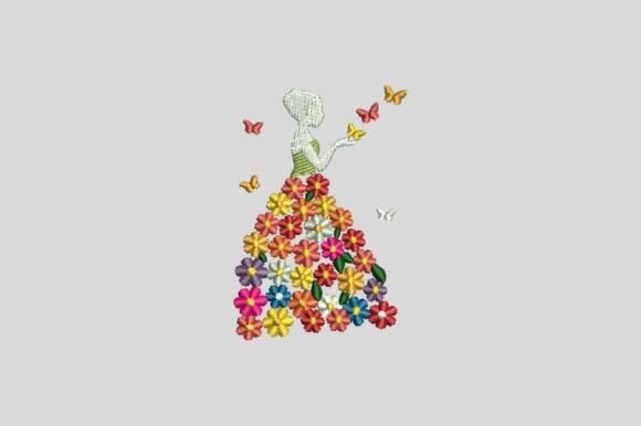 Download Floral Girl Embroidery Design - Floral Collection