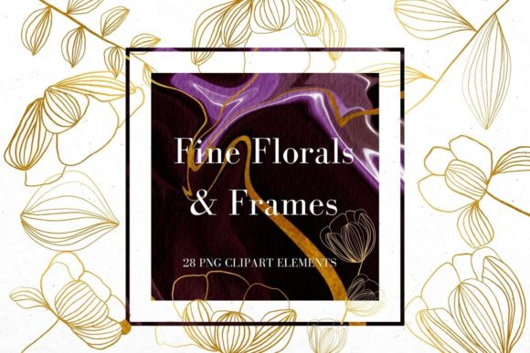 Download Gold Line Flowers and Burgundy Frames - Frame Collection