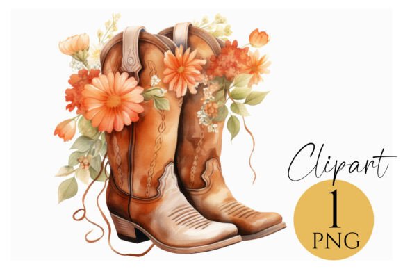 Download Floral Western Cowboy Boots Clipart PNG - Floral Collection