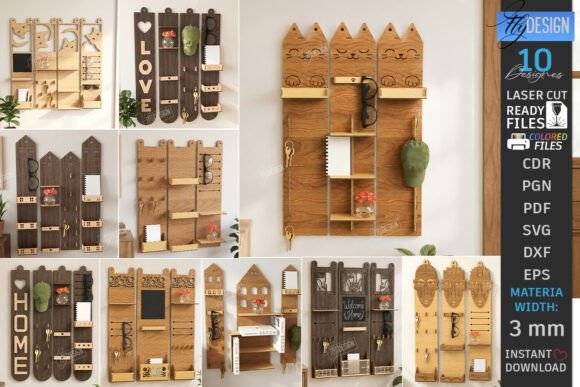 Download Wooden Home Organizers Laser Cut Bundle - Laser cut bundle Collection