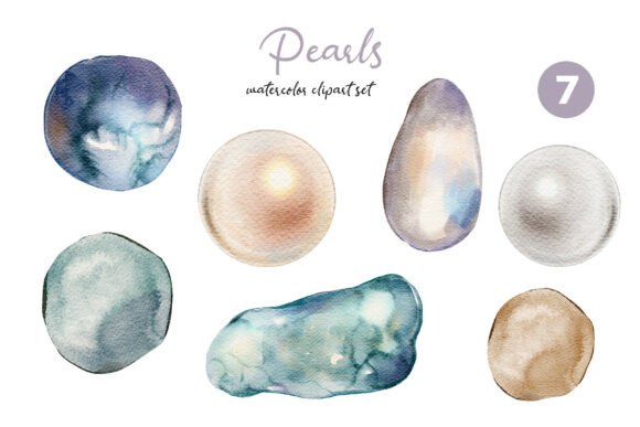 Download Watercolor Pearl Clipart Hand-Drawn Set - Pearl Collection