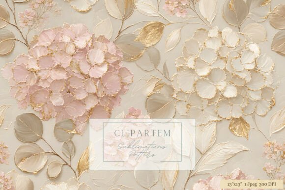 Download Blush Gold Hydrangea Floral Pattern - Floral Collection