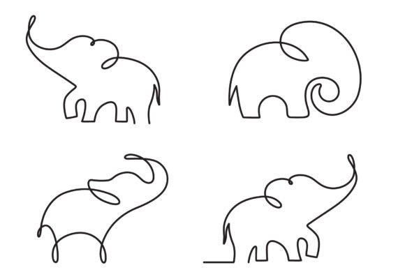 Download Elephant Single Line Art Set - Premium Resources