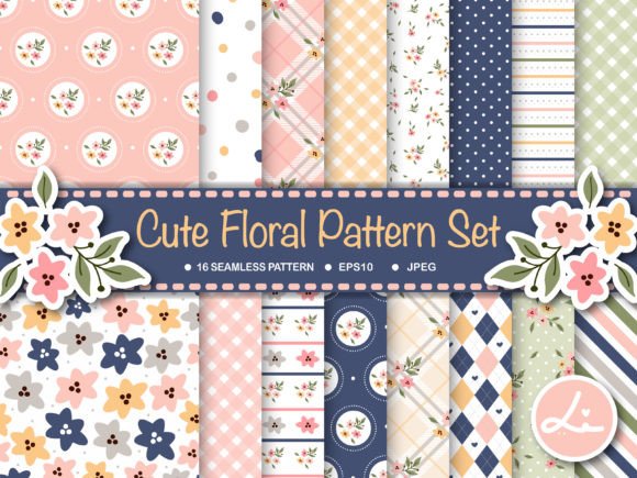 Download Cute Floral Digital Papers Set - Floral Collection